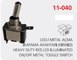 SAG SOL ANAHTAR METAL SAPLI LEDLİ 24V 25A resmi