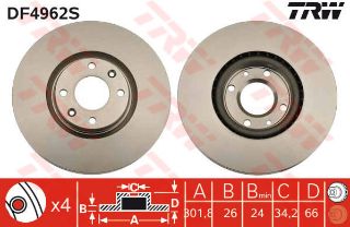 DİSK FREN AYNASI ÖN AC3190 P208 P308 P5008 C4 2.0 HDI (04-) 1.6THP DS4 HAVALI resmi