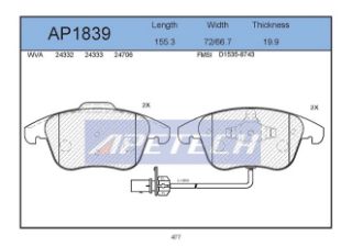 DİSK BALATA ÖN AP1839 A4 2.0 3.0 A5 KABLOLU resmi