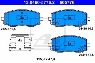 DİSK BALATA ÖN AP3394 İ10 1.1 CRDI 1.2 (07-) İ20 1.2 (08-) KİA PİCANTO resmi