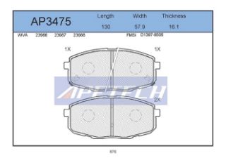 DİSK BALATA ÖN AP3475 (AC857981) İ30 CEED 1.4 1.6 2.0 1.6CRDI (06-) CERATO resmi