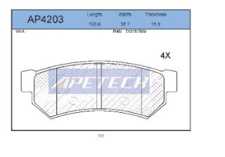 DİSK BALATA ARKA AP4203 LACETTİ 1.4-16V 1.6 (03-) NUBIRA 1.6 (05-) resmi