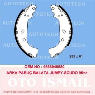 ARKA PABUÇ BALATA JUMPY 95-00 EVASION 94-02 SCUDO 99-06 EXPERT 96 255X60 resmi