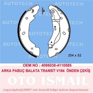 X ARKA PABUÇ BALATA TRANSİT V184 2.0TDCİ 2.2TDCİ 2.4TDCİ 3.2TDCİ 03-14 ÖNDEN ÇEKİŞLİ 250X52 resmi