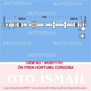 ÖN FREN HORTUMU CADDY II 1.4-1.4 16V 95-04 GOLF II 1.6 95-97 1.9 SDI-1.9 TDI 95-04 resmi