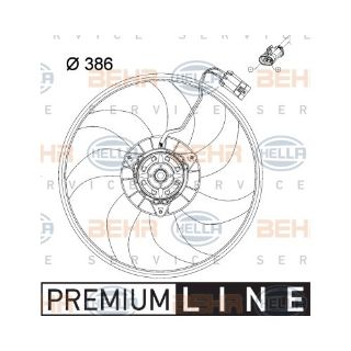 FAN MOTORU 386MM (KLIMALI) CORSA C 1.2 1.2 16V 1.4 1.6 1.8 00-09  Z12X Z14XE Z16SE Z18XE  (ENO:8EW351034431) resmi