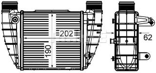 TURBO RADYATÖRÜ (202X190X62) A4 2.0 TFSI 04-08 BPJ PİK BGB BWE BUL  (ENO:8ML376899051) resmi