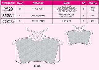 ARKA FREN BALATASI MEGANE II A3 GOLF PASSAT II.III.IV VENTO JETTA II OCTAVIA CORDOBA İBİZA TOLEDO P405 (I II) / (YUKSEKLIK: 52.9 MM. UZUNLUK: 87 MM. KALINLIK: 17 MM) resmi