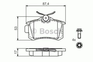 FREN BALATASI ARKA WVA 20168  VOLKSWAGEN GOLF IV AUDI CITROEN C8  E.NO:0986TB2591 resmi