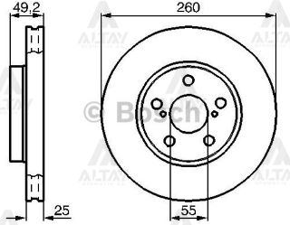 ÖN FREN AYNASI AVENSİS 1.6 VVTİ-1.8 VVTİ İE-2.0D-2.0TD 97-2.03 260X25X5DLXHAVALI resmi