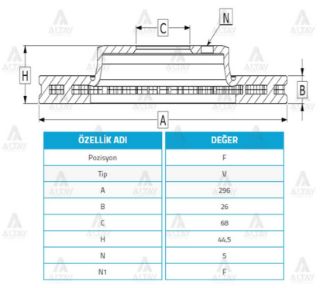 ÖN FREN AYNASI QASHQAI 1.6-2.0-2.0-1.5DCİ-2.0DCİ 4X4 07 XTRAİL 2.0-2.5-2.0DCİ 295.5X26X5DLXHAVALI resmi