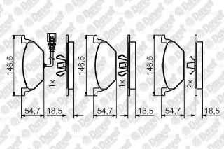 ÖN BALATA FİŞLİ KÜÇÜK GOLF4-GOLF5-JETTA-BORA-POLO-A3-LEON 97 GDB1386 146X54.7X19.8 0986TB2041 resmi