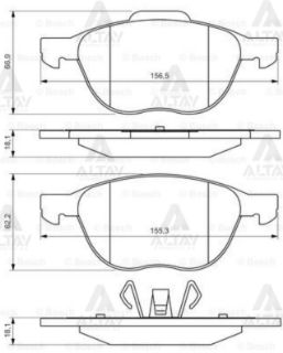 ÖN FREN DİSK BALATA ( FORD : FOCUS CMAX 04-15 ) ( MAZDA3 03>10 ) (VOLVO S40-V50-C30-C70) (04-13)  (15  -16  ) resmi