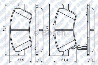 ÖN FREN DİSK BALATA AURİS COROLLA 1.4 1.6 [136,8X57,8/61,4X19 MM] resmi