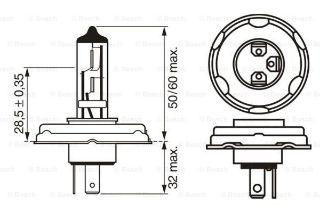 AMPUL PURE LIGHT 12 V R2 HALOGEN 45/40 W P45T resmi