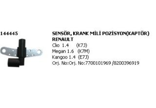 SENSOR KRANK / VOLAN MILI POZISYON ( MANYETIK KAPTOR ) ( RENAULT : CLIO II 1.2 1.4 1.6 16V 1.5DCI 1.9DTI / MEGANE I 1.6 TWINGO 1.2 ) resmi