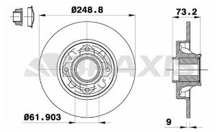 ARKA FREN DİSK AYNASI P308 SW P308 COUPE C4 (B7) / (TEK TEKER ICIN) / (DIAM:249 EP 9) / (HAVA SOGUTMASIZ) resmi