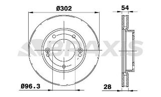 ÖN  FREN DİSK AYNASI HAVALI KİA SORENTO 2.5 CRDI 02> (302 X 28 X 26 X 96.3 X 54) resmi