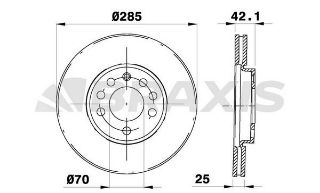 ÖN  FREN DİSK AYNASI VECTRA C GTS 1.6 2.016V 02>SIGNUM 03>SAAB 9.3 02>CROMA 05> (285X25X5DLXHAVALI) resmi