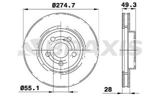 ÖN  FREN DİSK AYNASI HAVALI AVENSİS 00>02 CELICA 86>90 275X5 resmi