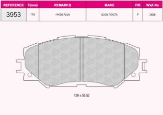 ÖN BALATA COROLLA 1.6 01/09 -1.8 05/07 -AURIS 1.4 1.6 VTI 03/07 1.8 VVTI 10/06 RAV4 III 3.06 resmi