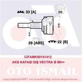 X AKS KAFASI DIŞ VECTRA B 1.6I-1.6I 16V 95-02 ABSLİ 15-1412 resmi