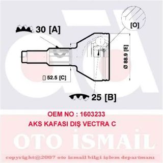 X AKS KAFASI DIŞ VECTRA C 1.8 16V-2.2 16V 02 15-1420 resmi