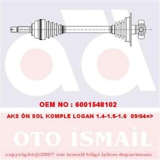 AKS ÖN SOL KOMPLE DACİA LOGAN 1.4 1.5 1.6 resmi