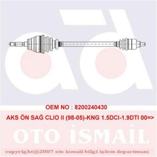 X AKS ÖN SAĞ CLİO II 98-05 -KNG 1.5DCI-1.9DTI 00 ABSLİ 17-0787 resmi