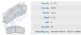 ON/ARKA FREN BALATASI RENAULT TRUCK-VOLVO 440 09-->RENAULT MIDLUM 06-->  (MAVI KUTU) resmi