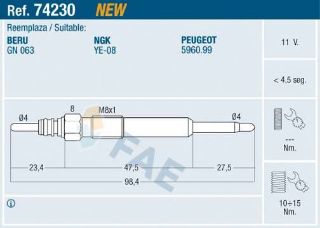 KIZDIRMA BUJİSI P407 P607 P807 C8 C5 II C5 III C6 C CROSSER DW12TED4 (2.2HDI 16V) FORD MONDEO IV 07>14 2.2 TDCI resmi