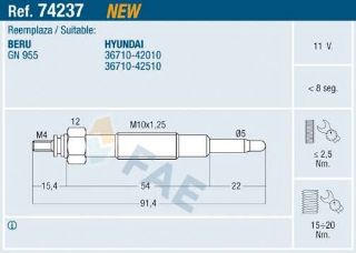 KIZDIRMA BUJISI H100 MINIBUS 97 -> H100 KAMYONET 97 -> STAREX TCI 03 -> BONGO K2500 04 -> PREGIO 04-> 11 VOLT resmi