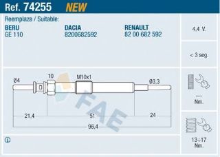 KIZDIRMA BUJISI RENAULT MEGANE III FLUENCE CLIO III KANGOO SCENIC MODUS DUSTER LOGAN SANDERO 1,5DCI 10> , MERCEDES X156 14> W176 12>18 W246 13>18 CITAN 415 12> C117 13>18 resmi