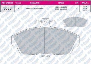 FREN BALATASI ÖN 0986TB2190 CİVİC 2001 - 2006 - EURO CİVİC 1996 - 1999 - ROVER 1996 - 2000 - TATA TELCOLINE resmi