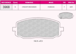 ÖN  FREN BALATASI HYUNDAİ I20 08 15 I10 08 11 / PICANTO 04 11 resmi