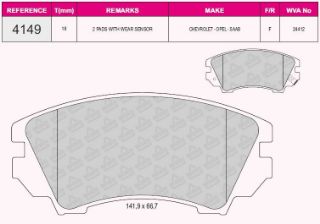 FREN BALATASI ÖN ASTRA CLASSIC 99>02 J 09> INSIGNIA A 09>17 08> ZAFİRA C 12> 11> CASCADA 13> 13> / MALIBU 12> / 9-5 10>12 17 JANT resmi