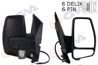 DIŞ DİKİZ AYNASI SAĞ TRANSİT CUSTOM V362 12 ELEKTİRİKLİ ISITMALI DESENLİ SİNYALLİ KONVEKS VM-6325EHR 1766579-682BL5JA6 resmi