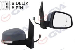 DIŞ DİKİZ AYNASI SAĞ FOCUS 08 ELEKTRİKLİ ISITMALI SİNYALLİ ASTARLI ASFERİK 6 FİŞ VM-6304EHPAR resmi