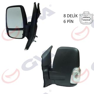 DIŞ DİKİZ AYNASI SOL TRANSİT 14 ELEKTRİKLİ ISITMALI BEYAZ SİNYALLİ DESENLİ KONVEKS 6 FİŞ VM-6329EHL resmi