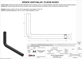 19MM X 27MM 15CM X 25CM DİRSEK HORTUMU SICAK VE SOĞUK SU KULLANIMI İÇİN resmi