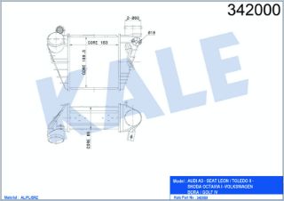 X TURBO RADYATÖRÜ İNTERCOOLER GOLF IV-BORA-A3-OCTAVIA-TOLEDO-LEON 1.9TDI 183X189.5X85 AL/PL/B resmi