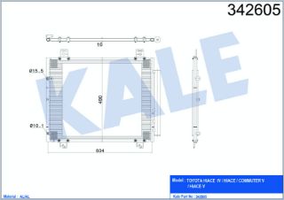 KLİMA RADYATÖRÜ TOYOTA HIACE IV BOX/BUS 2.5D-4D 06=> KURUTUCU İLE [BRAZING AL/AL] [584×490×16] resmi