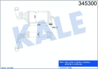 X TURBO RADYATÖRÜ İNTERCOOLER ASTRA G-ZAFİRA A AL/PL/BRZ 220X127X64 resmi