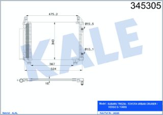 KLİMA RADYATÖRÜ TOYOTA YARIS 1.0İ/1.3İ/1.5İ 16V 05=> SUBARU TREZIA 1.3 11=> KURUTUCU İLE [BRAZING AL/AL] [504×343×16] resmi