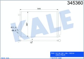 KONDENSER (FIAT 500 / 500 C / 500L - FORD KA - LANCIA YPSILON) resmi