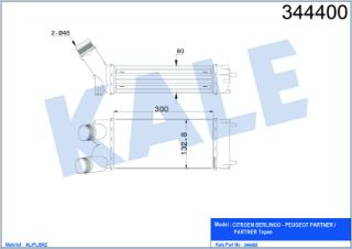 TURBO RADYATÖRÜ PEUGEOT PARTNER CITROEN BERLINGO 1.6HDI 08=> (MT) [BRAZING] [300×132,8×80] resmi