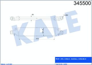 X TURBO RADYATÖRÜ İNTERCOOLER CORSA D AL/PL/BRZ 572X127X50 resmi