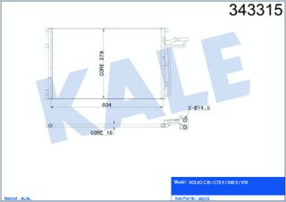 KLİMA RADYATÖRÜ VOLVO C30 2.4I T5 06=> C70 II 2.4 2.4I T5 06=> S40 II 1.6 1.8 2.0 2.4 T5 05=> V50 2.4 2.4TDI T5 05=> KURUTUCUSUZ [BRAZING AL/AL] [584×378×16] resmi