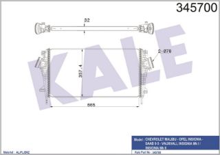 TURBO RADYATÖRÜ OPEL INSIGNIA A 1.6T 2.0T 2.8 V6 2.0CDTI 08=> CHEVROLET MALIBU 2.0D 12=> SAAB 9-5 10<12 [BRAZING] [665×357,4×32] resmi