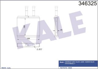 KALORİFER RADYATÖRÜ CHEVROLET AVEO / KALOS DAEWOO KALOS 1.2 1.4 02=> (BORULU) [BRAZING AL/AL] [150×188×26] resmi